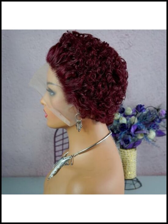 Short Curly Pixie Cut Lace Front Wig 6 Inch, HD Lace, Pre Plucked, Glueless main image 5